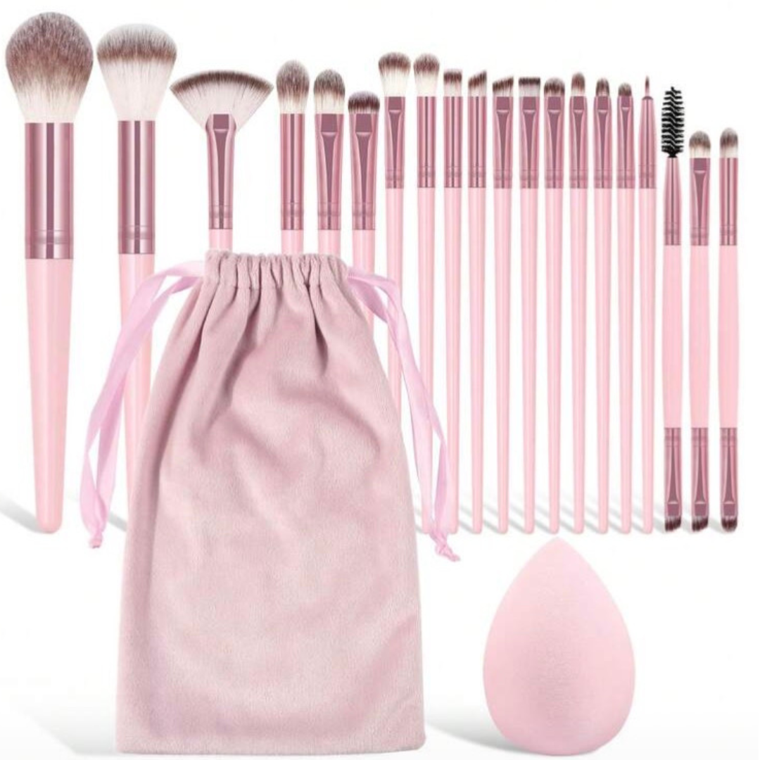 Petal Pink Pro Makeup Brush Set (22 Pcs)