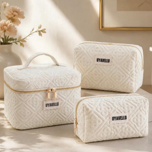 Ivory Diamond Quilted Vanity Set