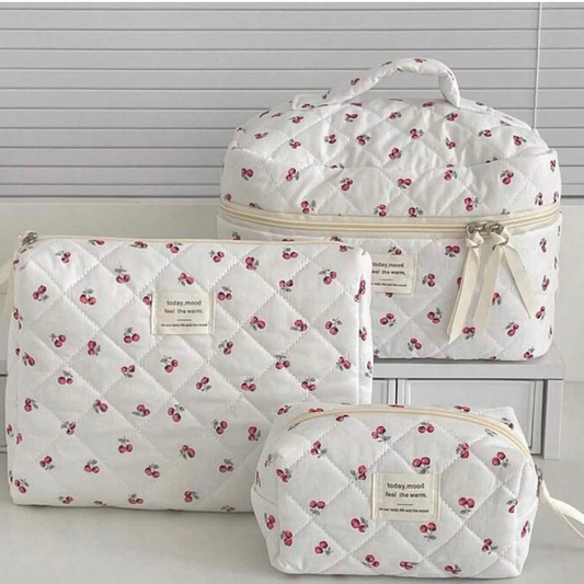 Sweet Cherry Quilted Beauty Bag