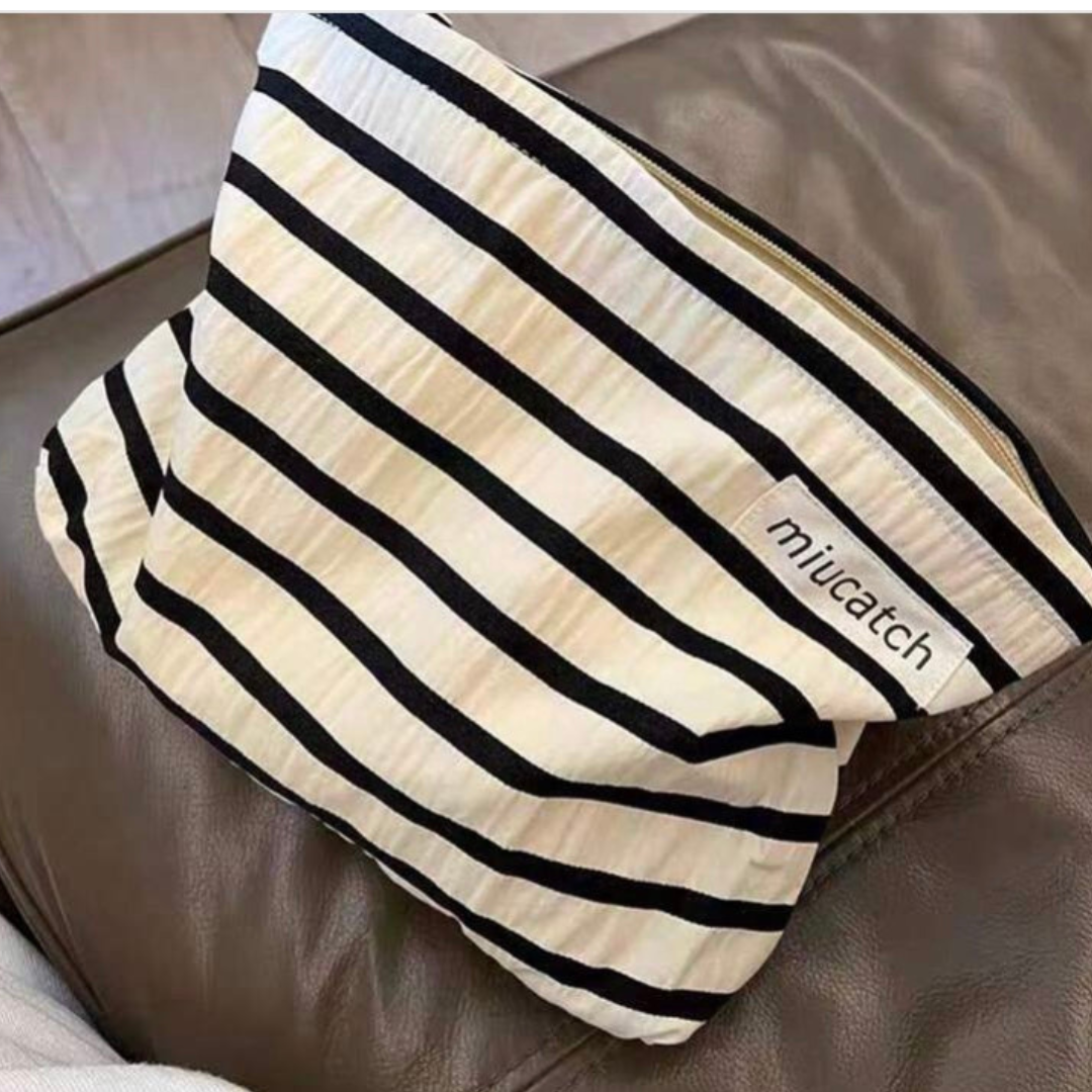 Monochrome Stripe Makeup Pouch