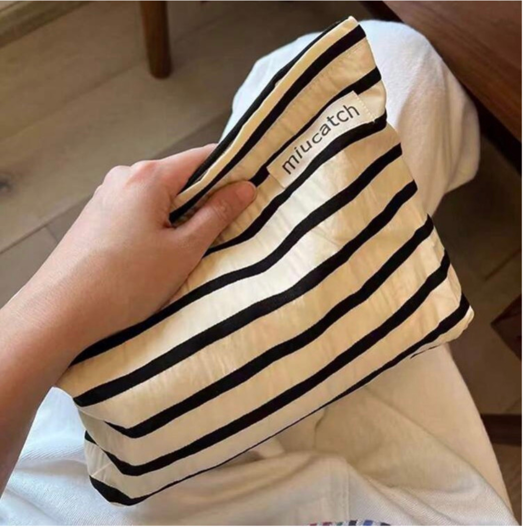 Monochrome Stripe Makeup Pouch