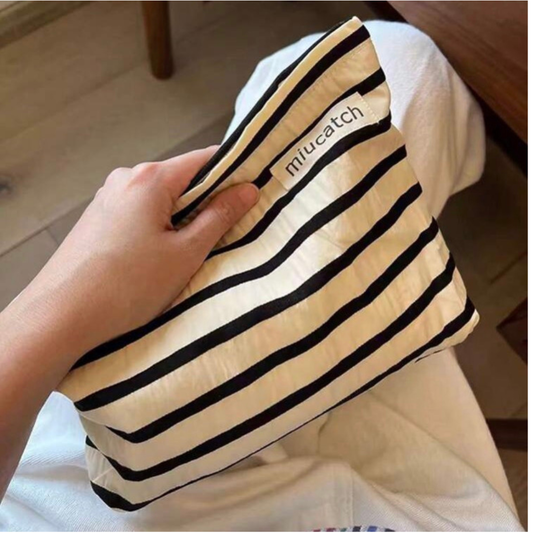 Monochrome Stripe Makeup Pouch