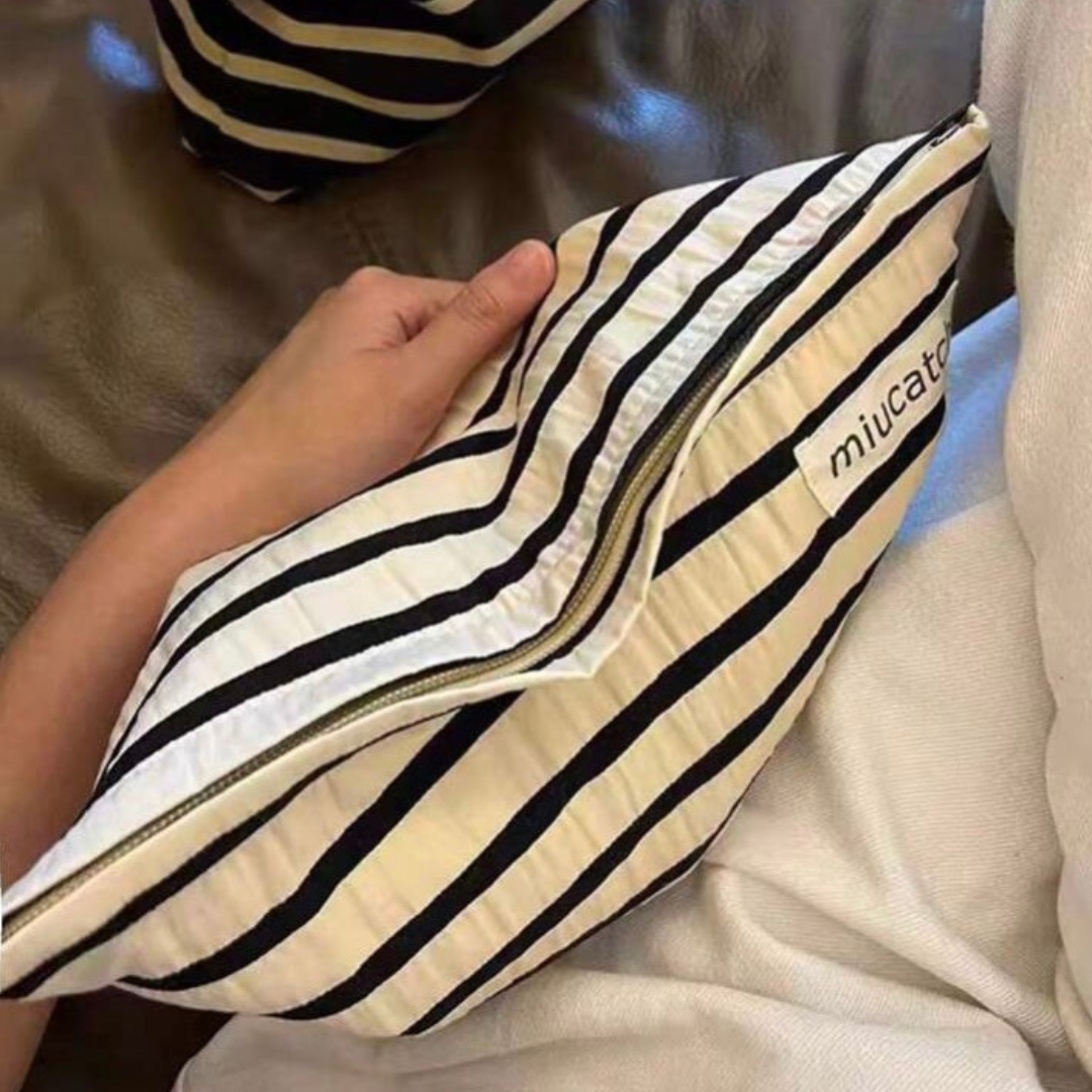 Monochrome Stripe Makeup Pouch