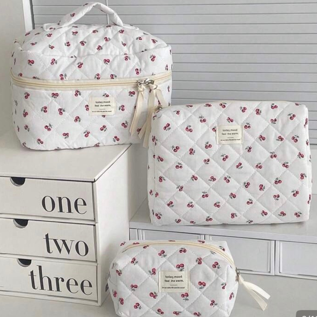 Sweet Cherry Quilted Beauty Bag
