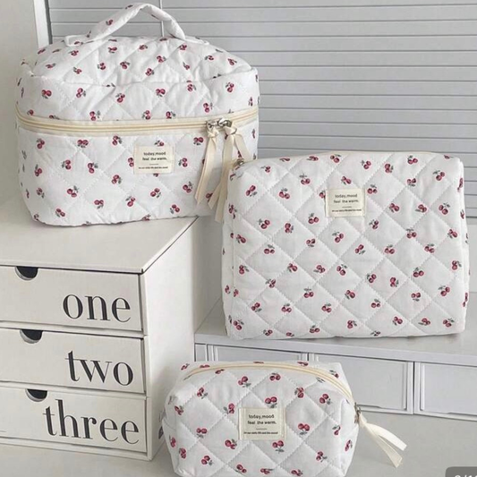 Sweet Cherry Quilted Beauty Bag