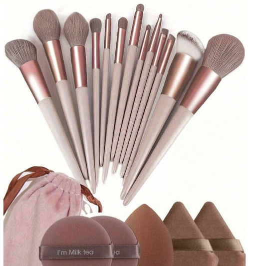 Milk Tea Luxe Brush & Sponge Set (19 Pcs)
