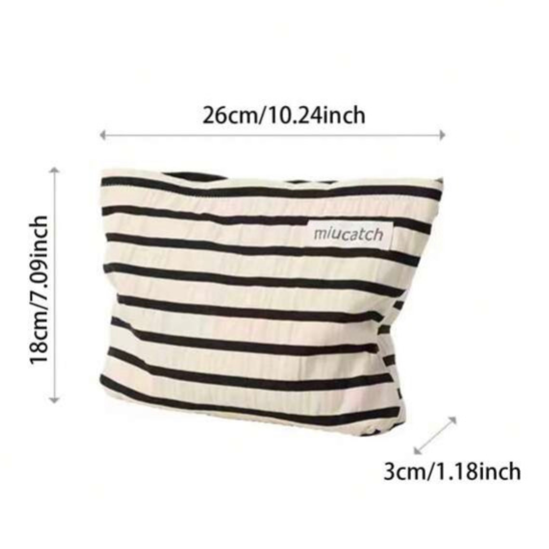 Monochrome Stripe Makeup Pouch