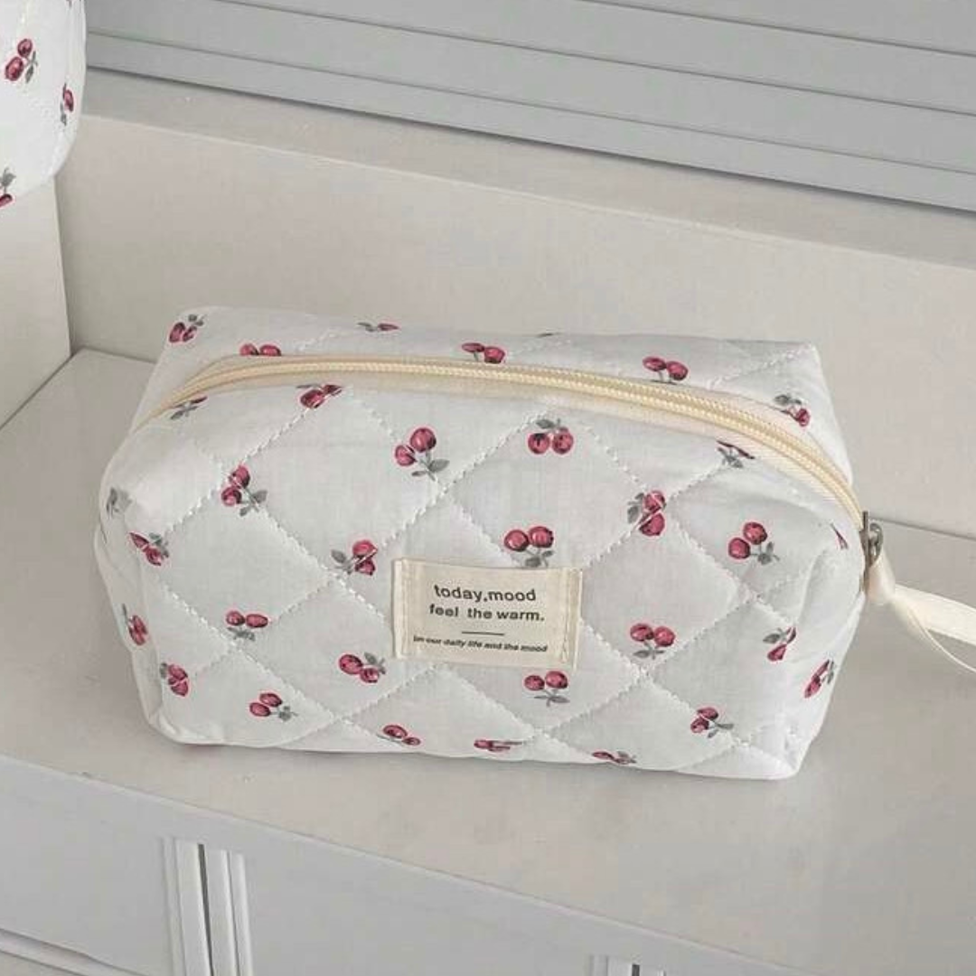 Sweet Cherry Quilted Beauty Bag