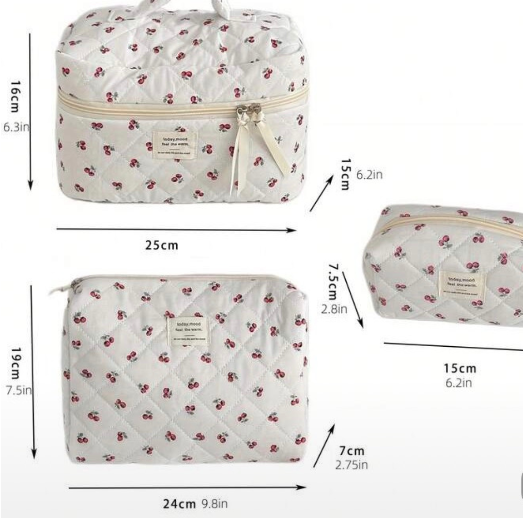Sweet Cherry Quilted Beauty Bag