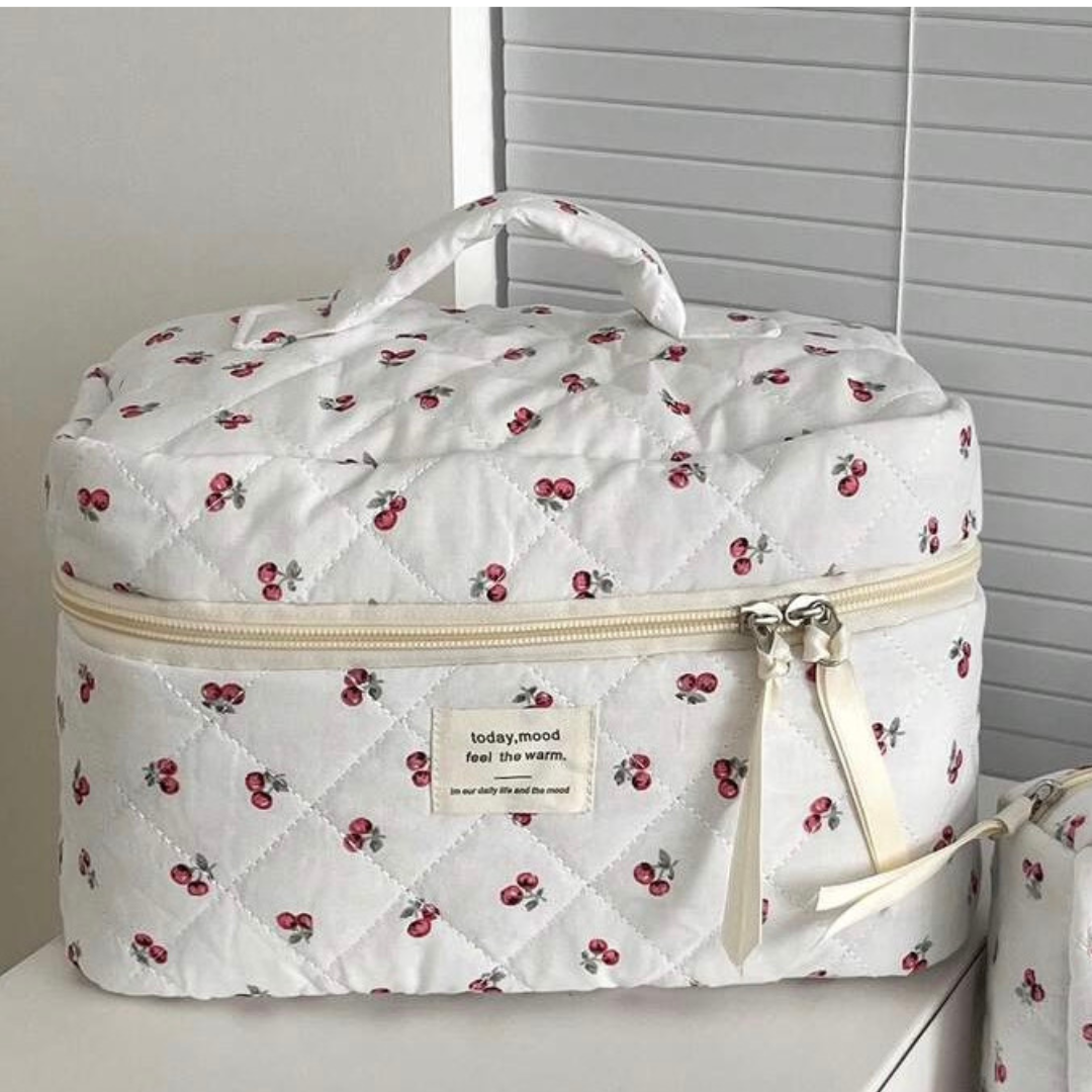 Sweet Cherry Quilted Beauty Bag