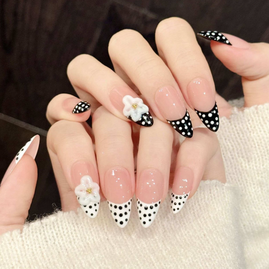 Black & White Polka Dots - Handmade